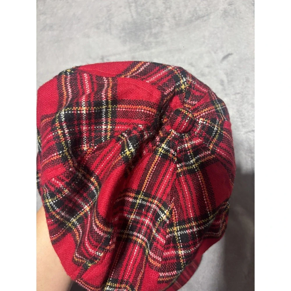 Elope Hat Newsboy Cabbie Fitted Adult One Size Red Plaid Tartan Scottish Y2K